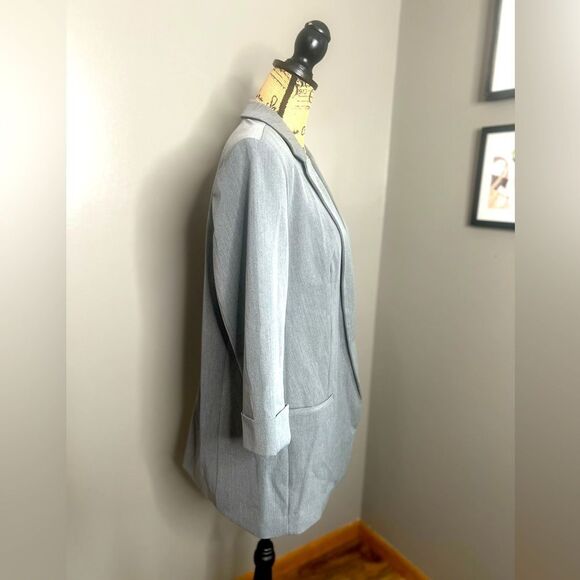 Express Factory silver gray open blazer large preppy office career interview - Picture 6 of 9